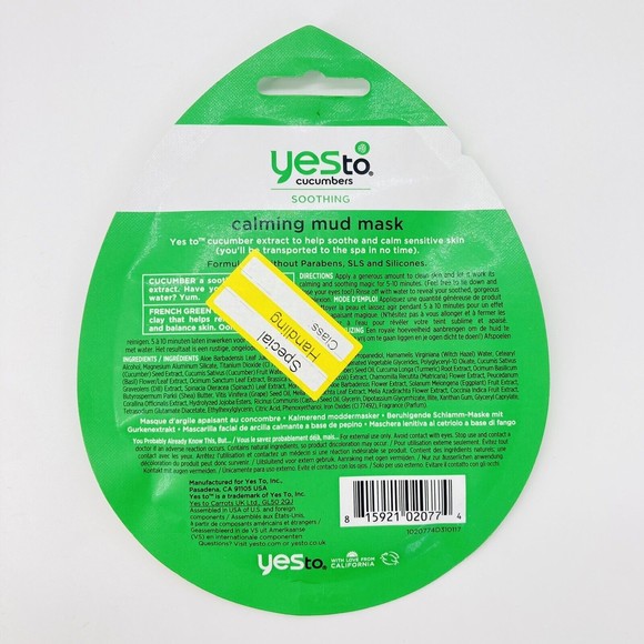 Lot of 3 YES TO Cucumbers Sensitive Skin Calming Soothing Facial Mud Mask - Picture 3 of 3